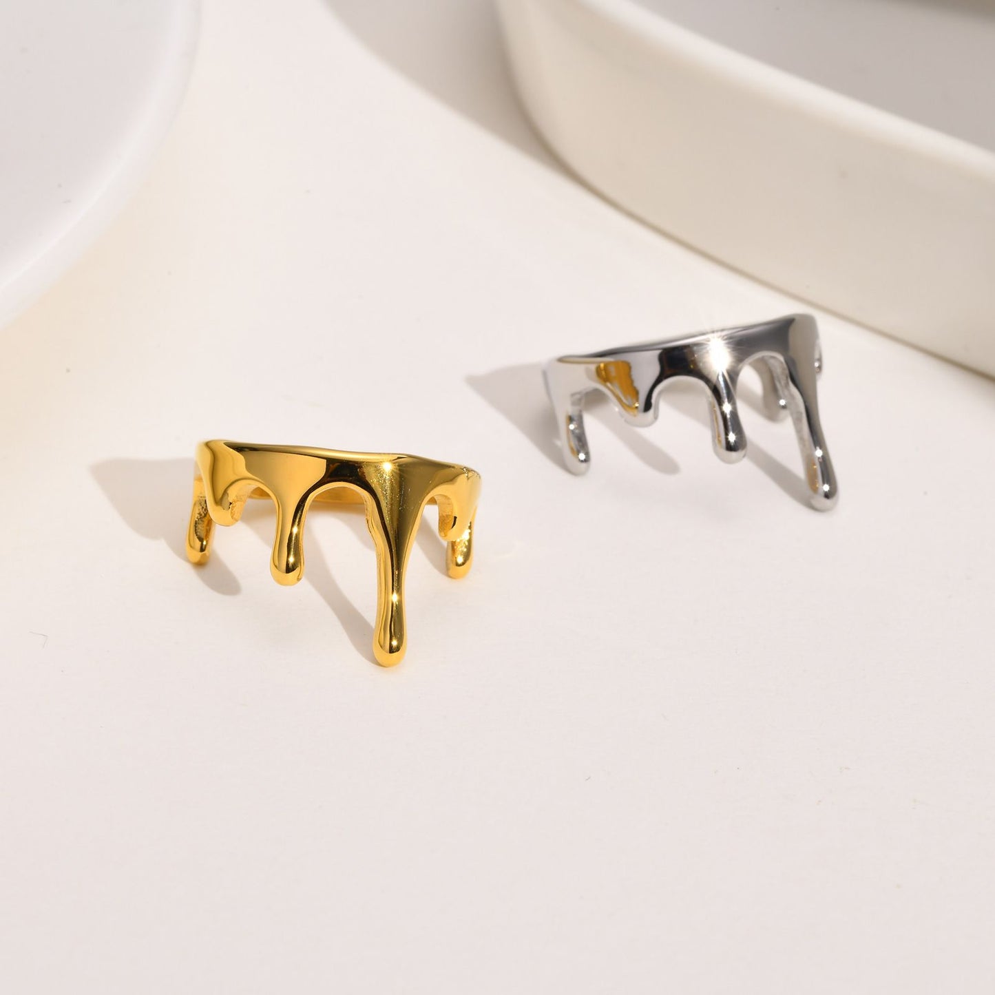 Titanium Steel Ring, Flowing Water Droplets Are Irregular