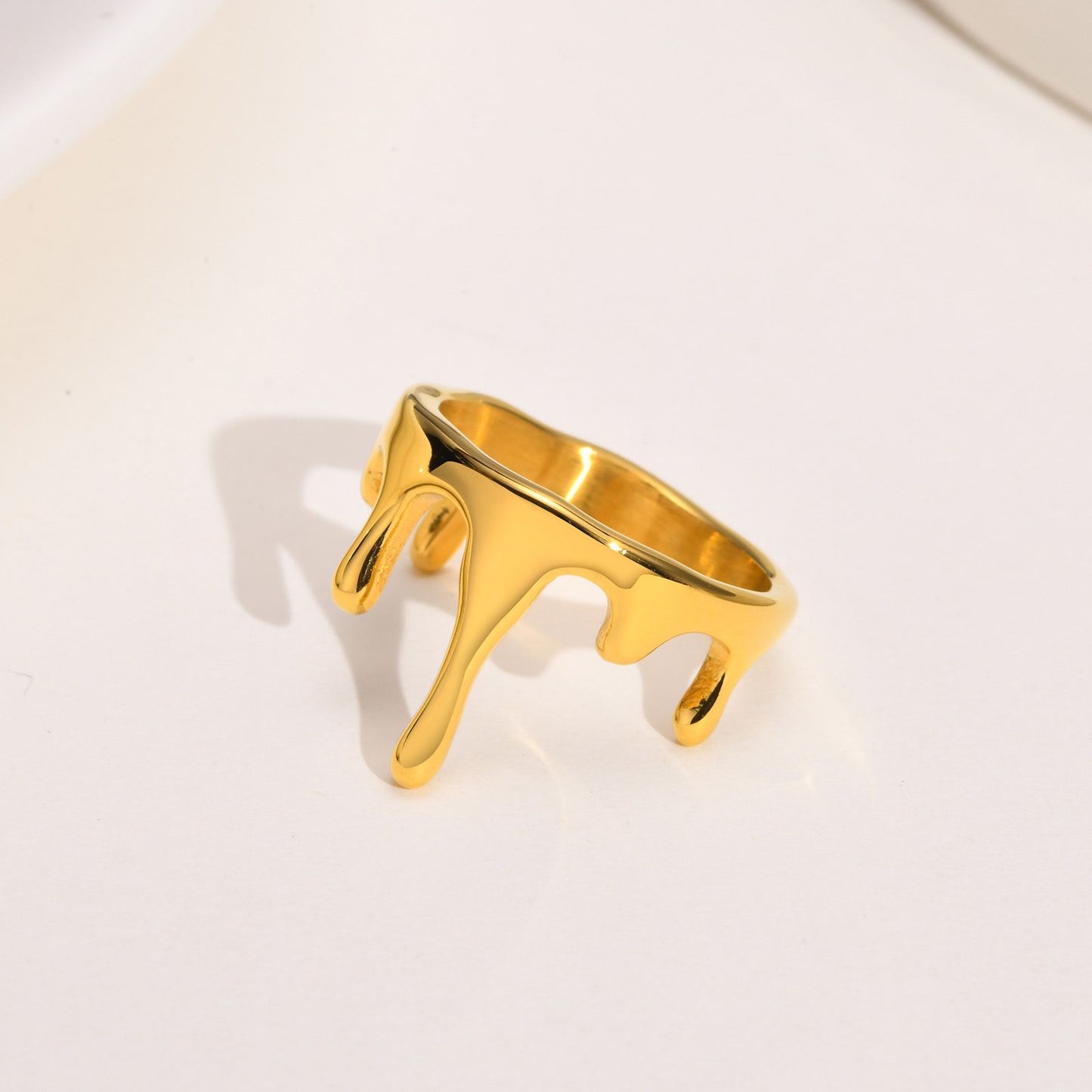 Titanium Steel Ring, Flowing Water Droplets Are Irregular