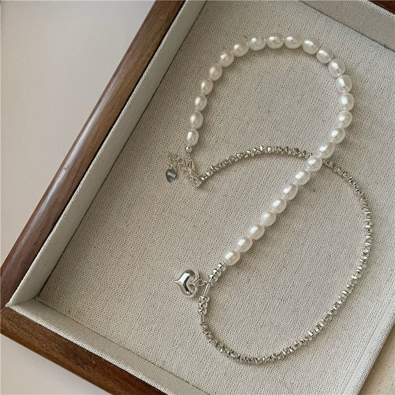 Korean Fashion Pearl Silver Necklace