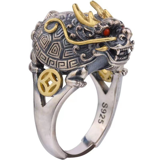Men's Vintage Open Sculpture Dragon Turtle Ring