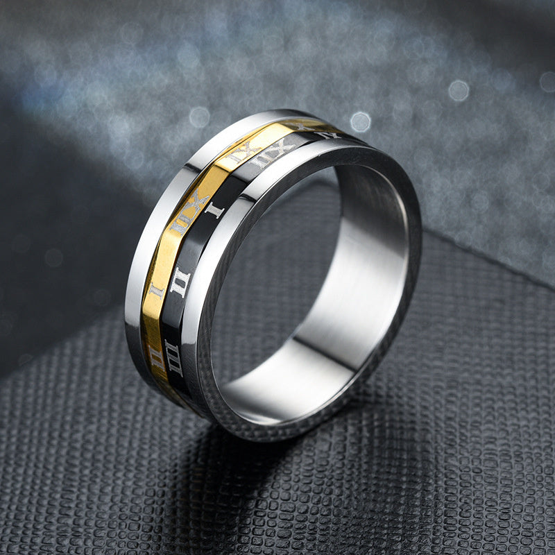 Fashion OL Stainless Steel Roman Numeral Ring