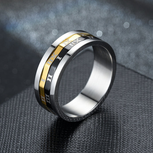 Fashion OL Stainless Steel Roman Numeral Ring