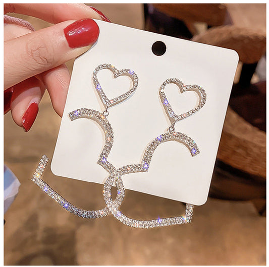 925 Silver Needle Korean Net Red Love Earrings