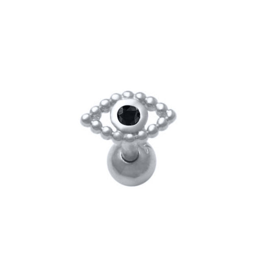 Bohemian Style Sterling Silver Eye-shaped Earrings