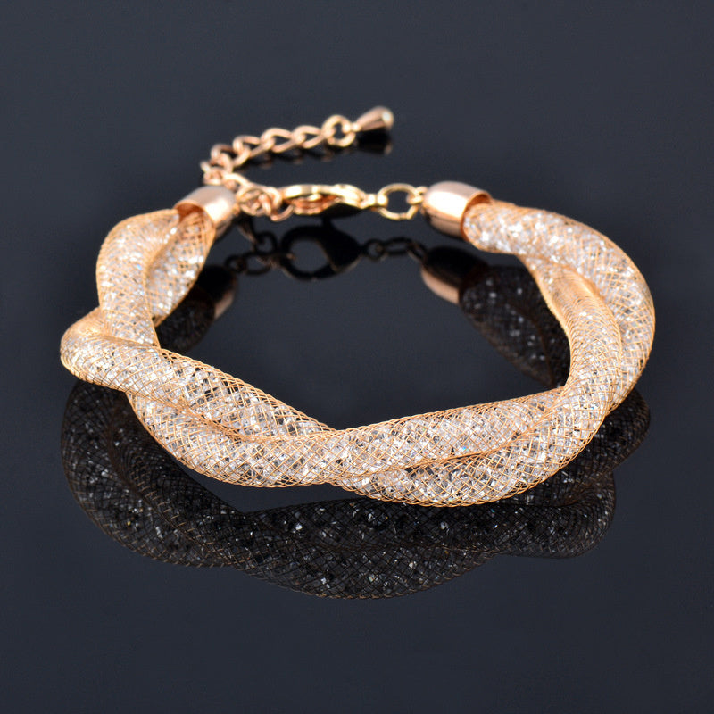 Crystal Mesh Double-layer Winding Bracelet