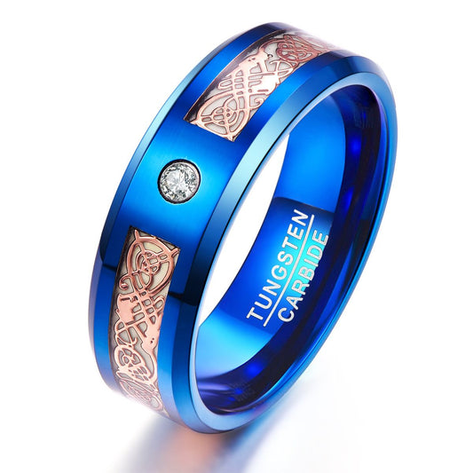Vacuum Plating Blue Diamond Titanium Steel Luminous Ring
