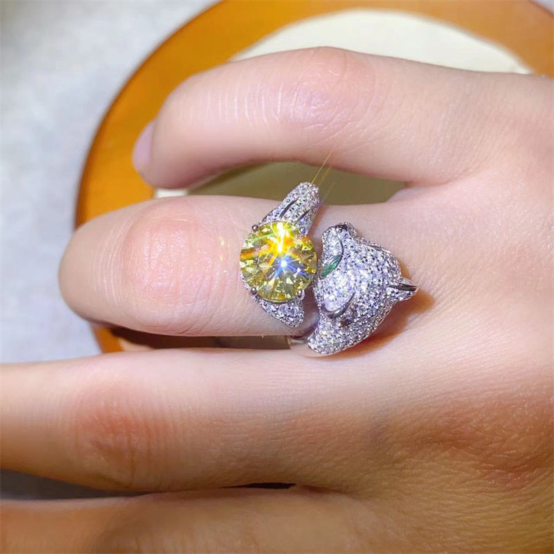 Fashion Color 8-heart 8-cut Mosan Diamond Ring
