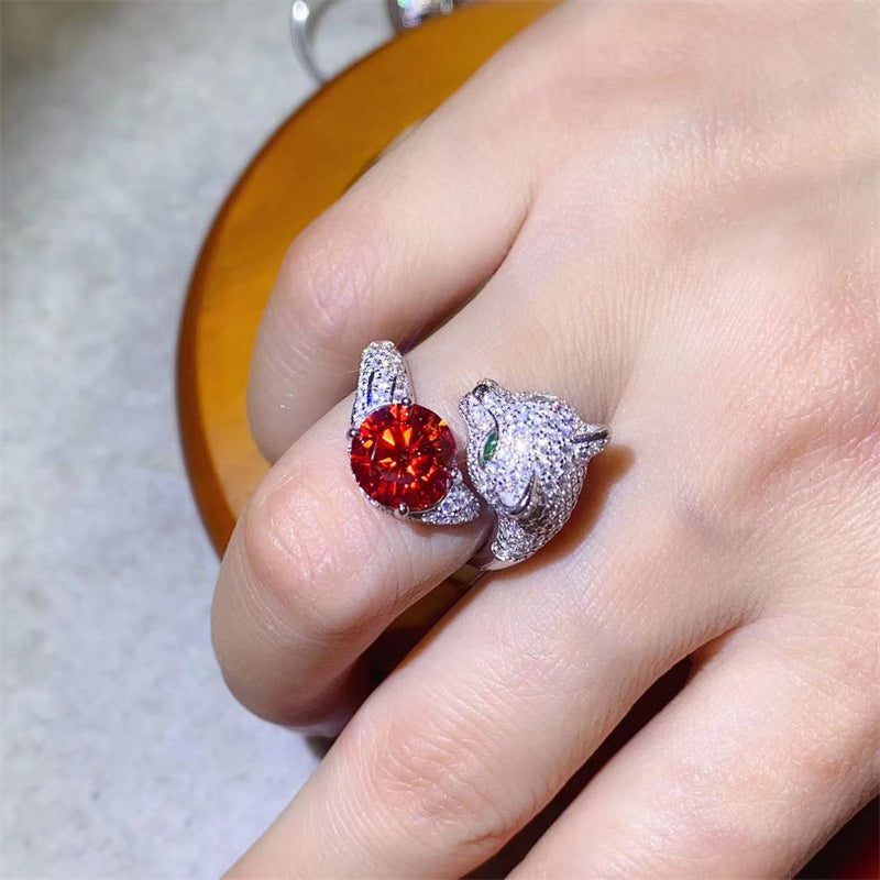 Fashion Color 8-heart 8-cut Mosan Diamond Ring