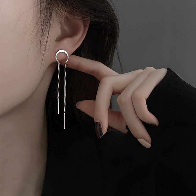 Silver Curved Crescent Sue Earrings Are Light And Luxurious