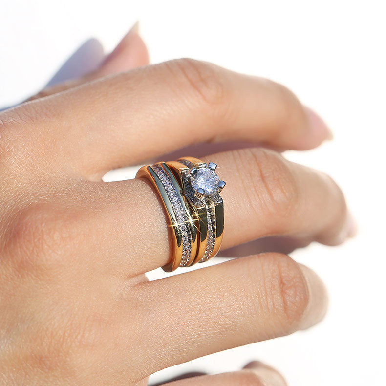 Gold Color Separation Diamond Ring
