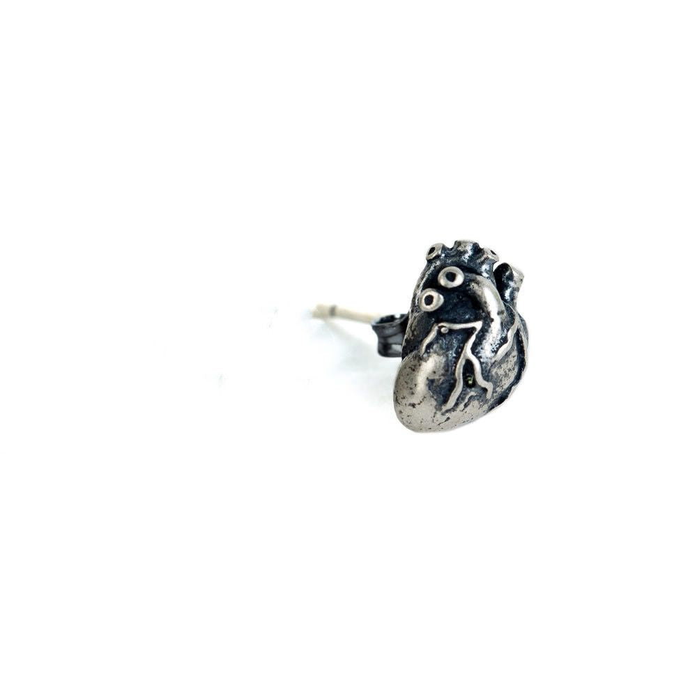 Silver Vintage Women's Stud Earrings Punk Heart