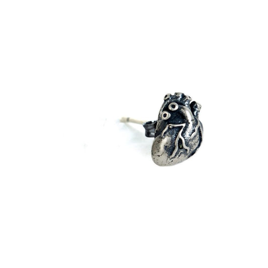 Silver Vintage Women's Stud Earrings Punk Heart