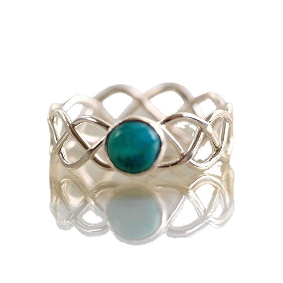 Fried Dough Twists Rope Turquoise Ring