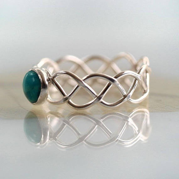 Fried Dough Twists Rope Turquoise Ring
