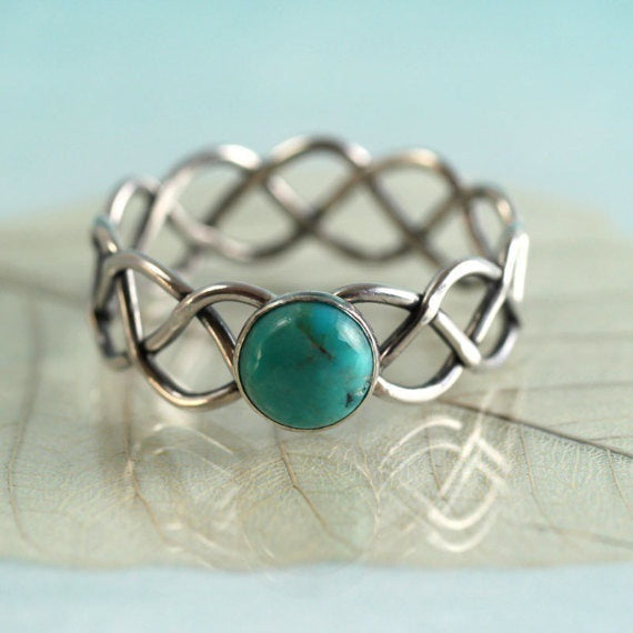 Fried Dough Twists Rope Turquoise Ring