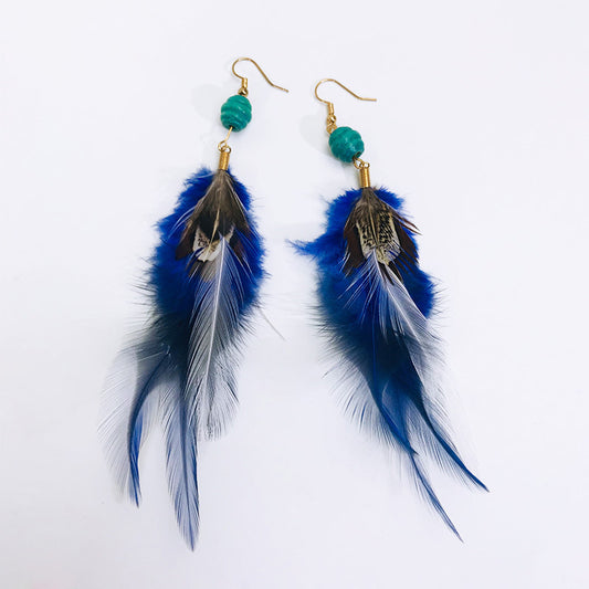 Antique Bohemian Peacock Feather Earrings