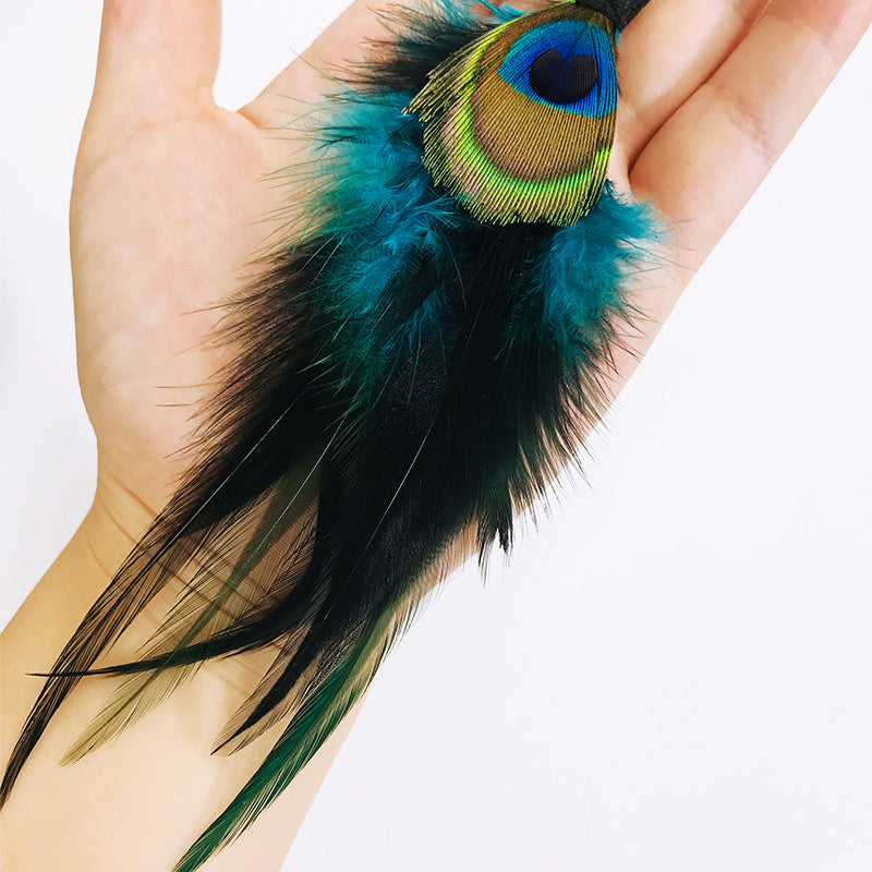 Antique Bohemian Peacock Feather Earrings