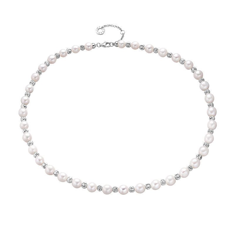 S925 Sterling Silver Baroque Pearl Necklace Female