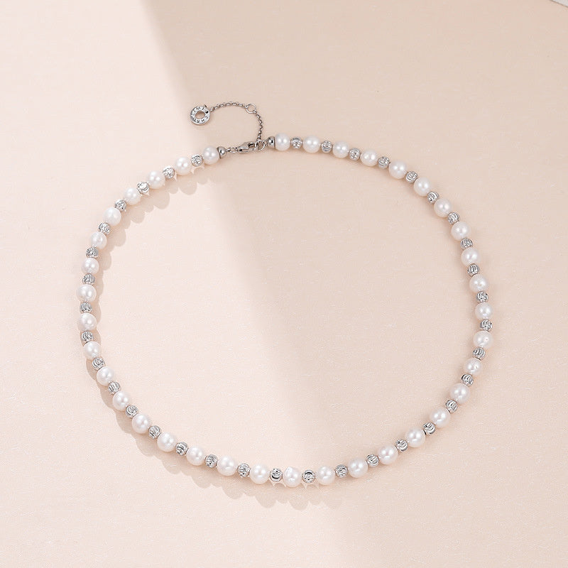 S925 Sterling Silver Baroque Pearl Necklace Female