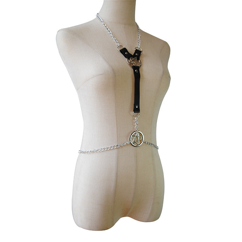 Leather Metal General Neck Ornament Integrated Chain