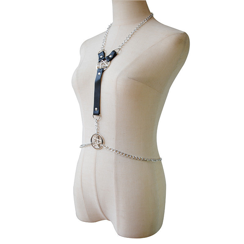 Leather Metal General Neck Ornament Integrated Chain