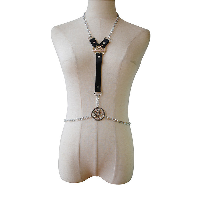 Leather Metal General Neck Ornament Integrated Chain