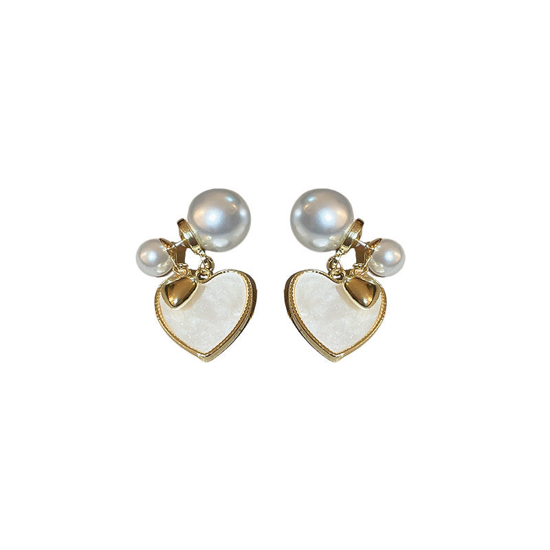 Women's Brushed Love Pearl Earrings