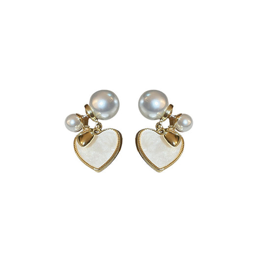 Women's Brushed Love Pearl Earrings