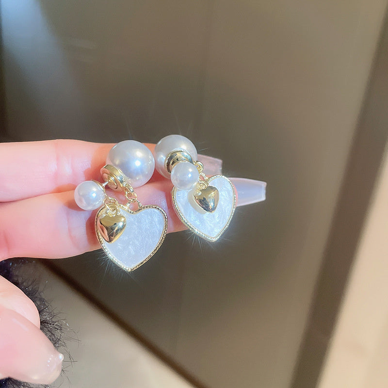 Women's Brushed Love Pearl Earrings