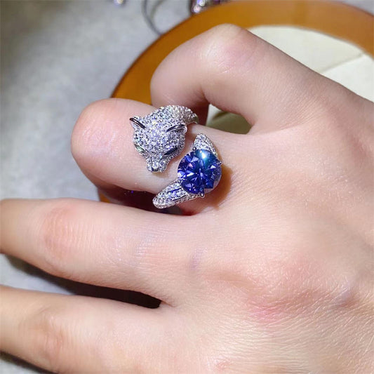 Fashion Color 8-heart 8-cut Mosan Diamond Ring