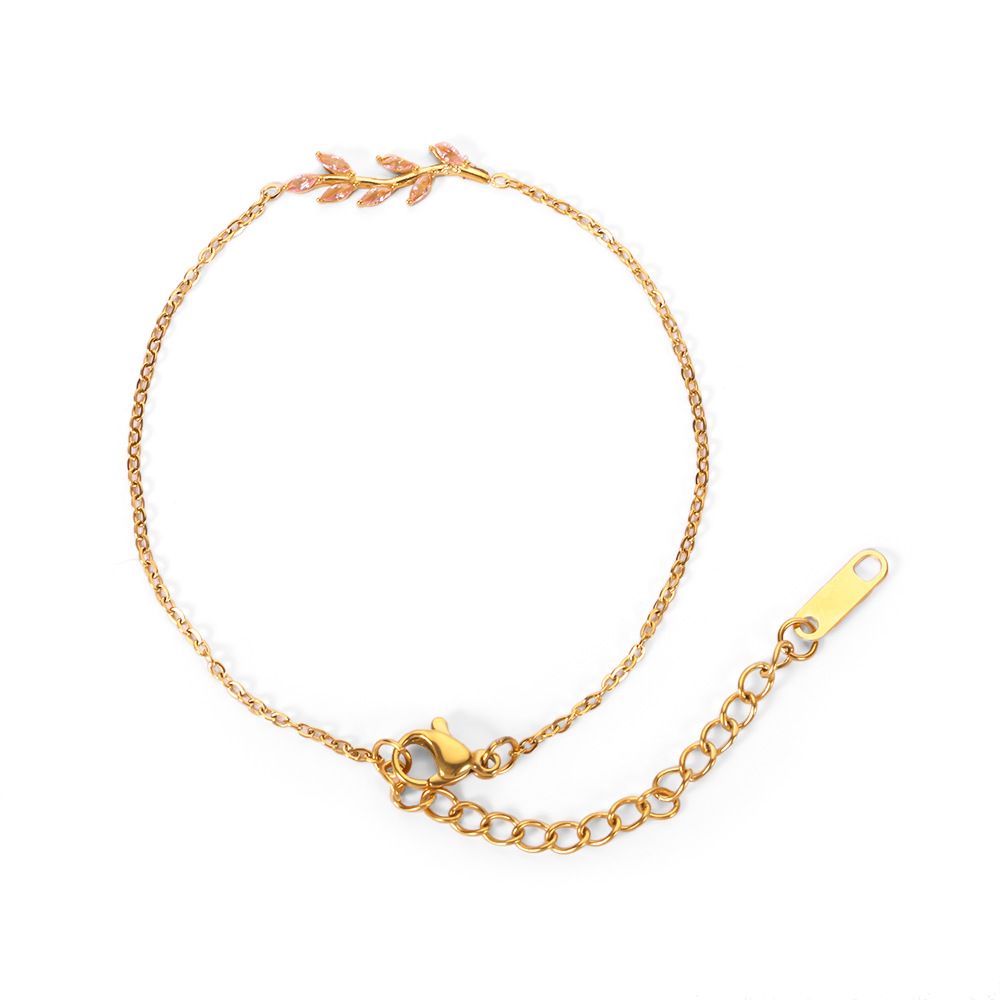Vintage Simple Olive Branch Zircon Bracelet Female