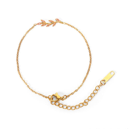 Vintage Simple Olive Branch Zircon Bracelet Female