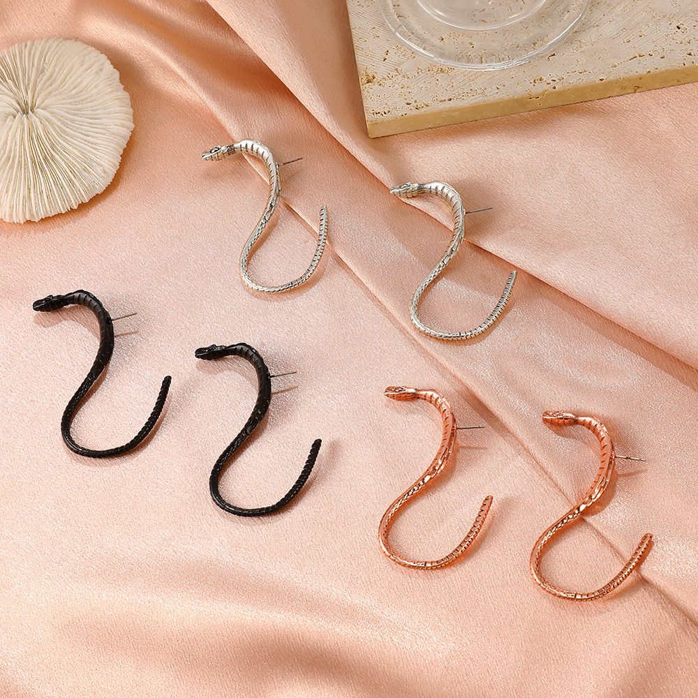 Antique Metal Snake-shaped Earrings In Europe And America