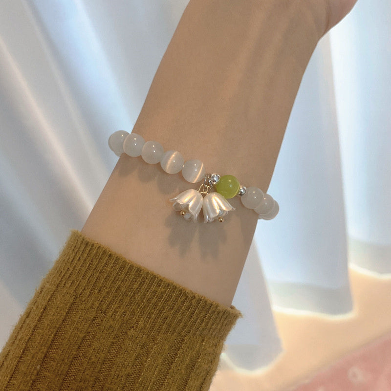 Women's Rainbow Crystal Bead Butterfly Bracelet