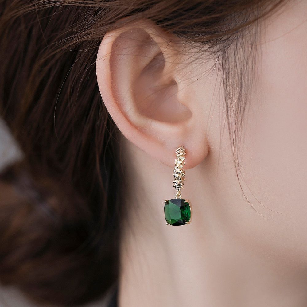 Women's Green Zircon Pendant Earrings