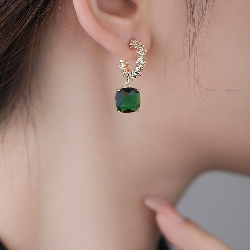 Women's Green Zircon Pendant Earrings