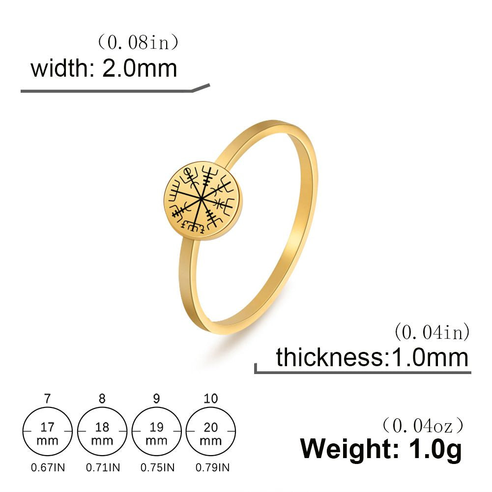 Jewelry Laser Viking Compass Stainless Steel Ring